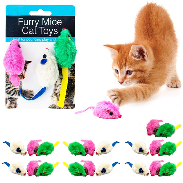 24PC Pet Furry Cat Toy Catch Mouse Mice Kittens Exercise Indoor Interactive Play