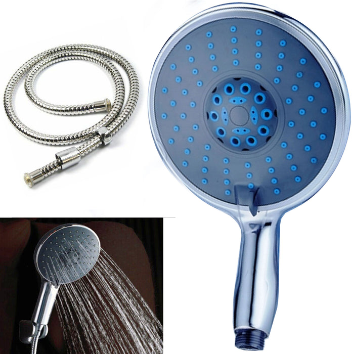 Multi-Function 5 Setting Water Saving Bathroom Handheld Shower Head Chrome Large