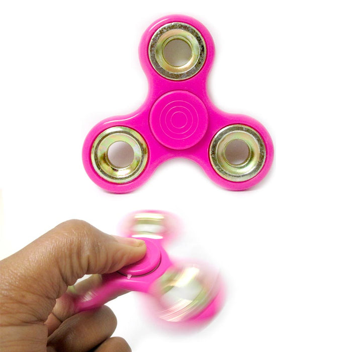 3 Pink Fidget Spinner Gold Rim Toy EDC Hand Finger Desk Focus ADHD Kids Adults