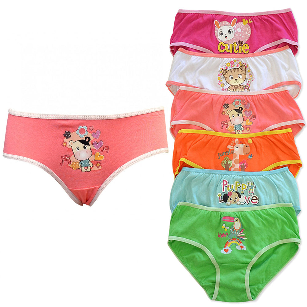 6 Pc Girls Panties Boy Shorts Cute Underwear Panty Stretch Kids