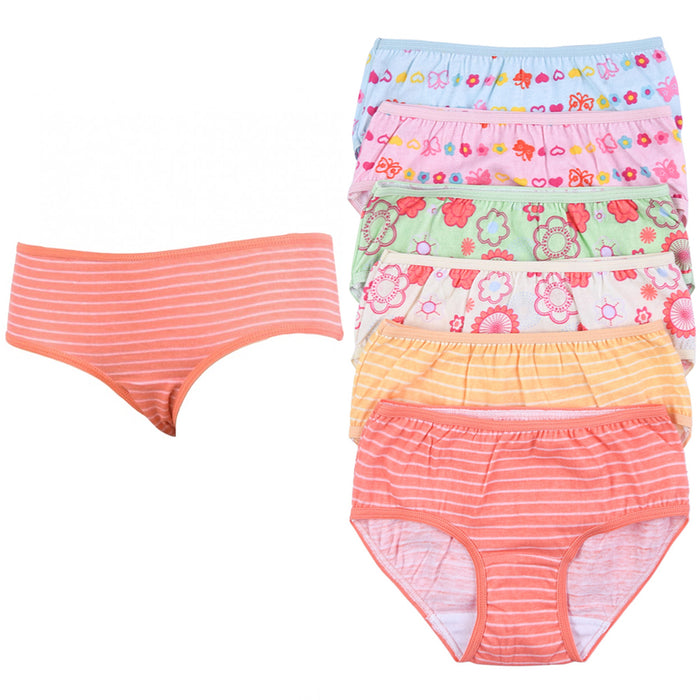 6 Pc Girls Panties 100% Cotton Underwear Cute Children Panty Stretch Kids  Size S 