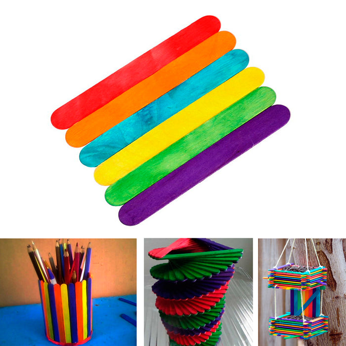 400 Pc Colored Wood Popsicle Sticks Art Project School Kids Wooden
