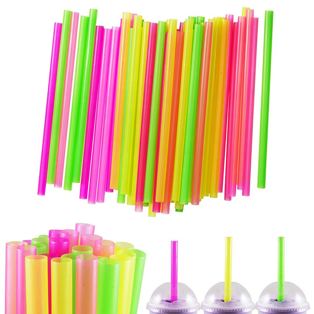 96 PC Neon Straws Large Thick Milkshake Jumbo Smoothie Drinking Party BPA Free