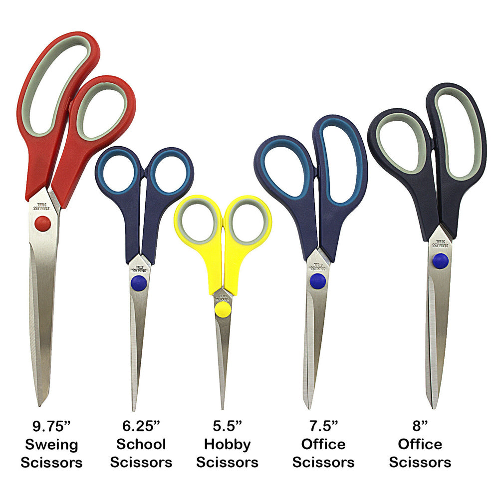 1 All Purpose Scissor Stainless 8 inch Steel Blades Ergonomic Soft Grip Craft