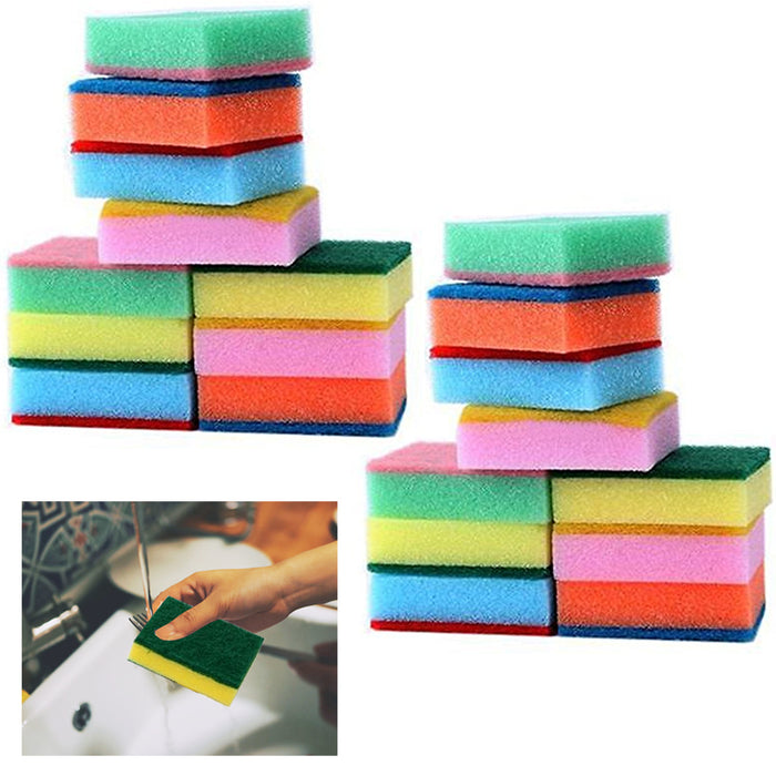 15 Sponge Scouring Pads Kitchen Dishes Cleaner Scour Scrub Cleanning Wholesale !