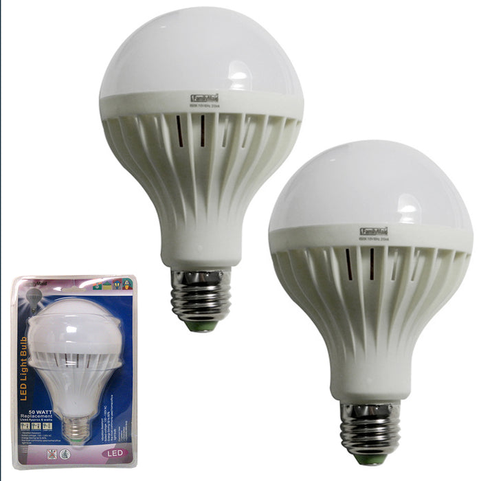 2 Pc Light Bulbs 50 Watts = 6W Energy Saving LED Bright White Lamp Home Lighting