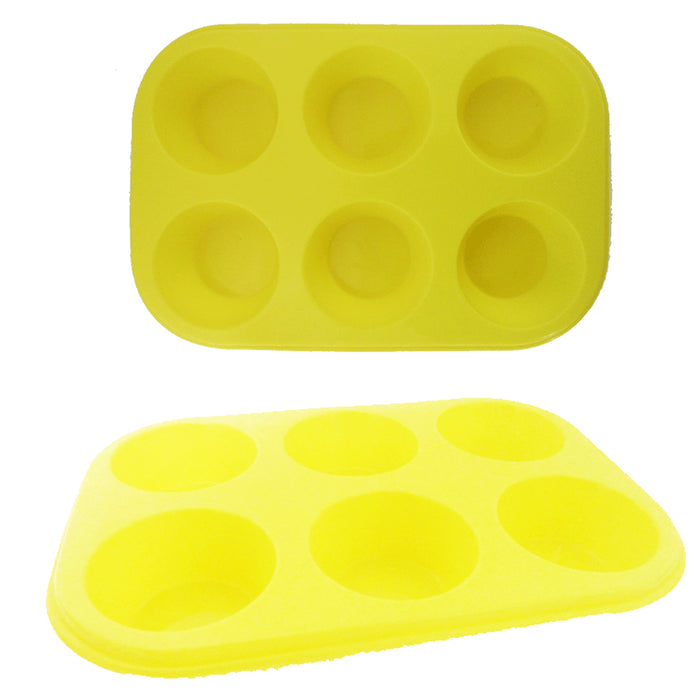 Silicone Molds [Muffin, 6 Cup] Cupcake Baking Pan - Free Paper Muffin —  Freshware