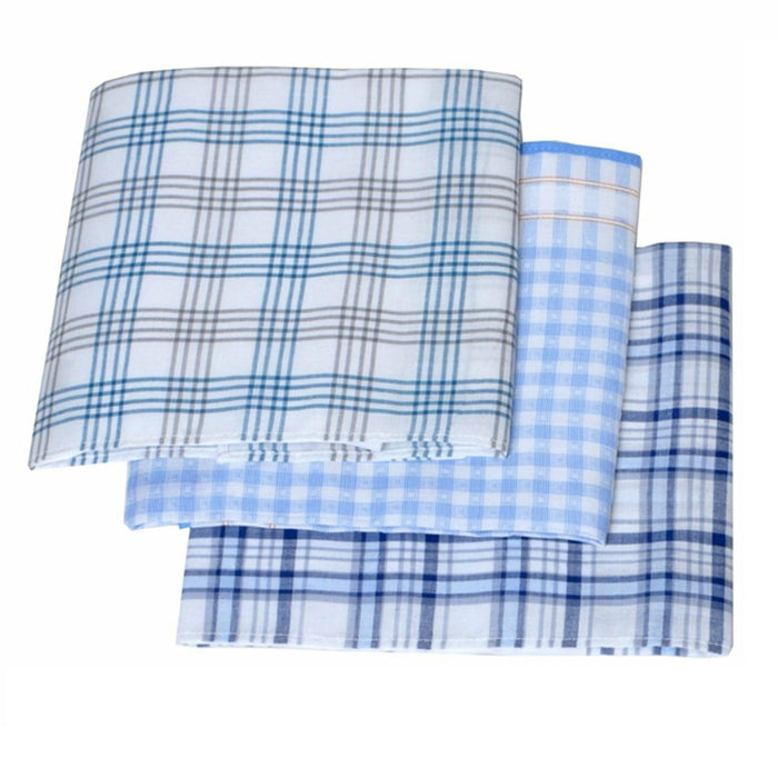 6 Men Handkerchief Plaid Pocket Hankie Solid 100% Cotton Fancy Fashion Suit Gift