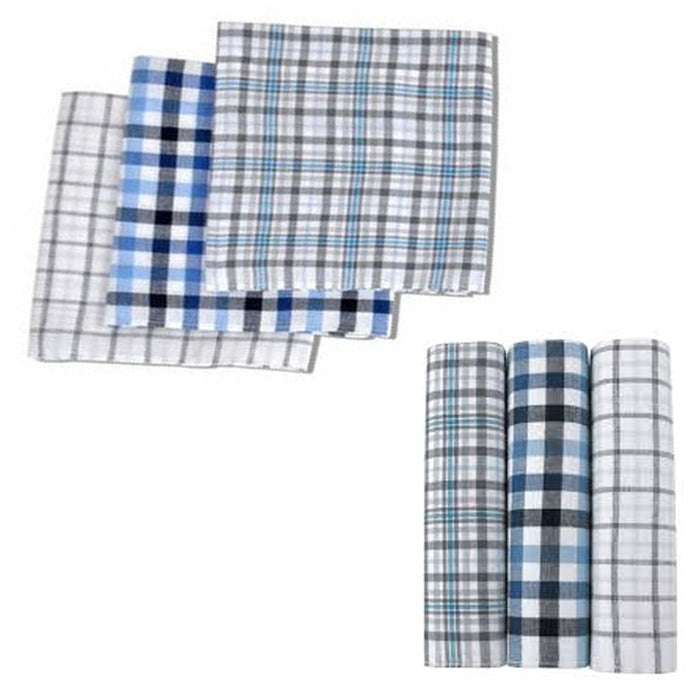 6 Men Handkerchief Plaid Pocket Hankie Solid 100% Cotton Fancy Fashion Suit Gift