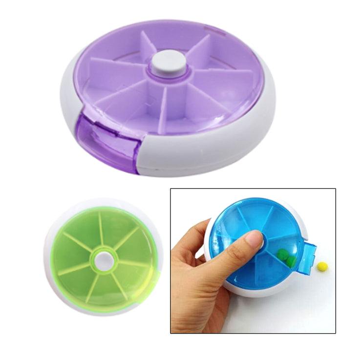 2 Portable 7 Day Round Medicine Pill Vitamin Box Case Storage Dispense Organizer