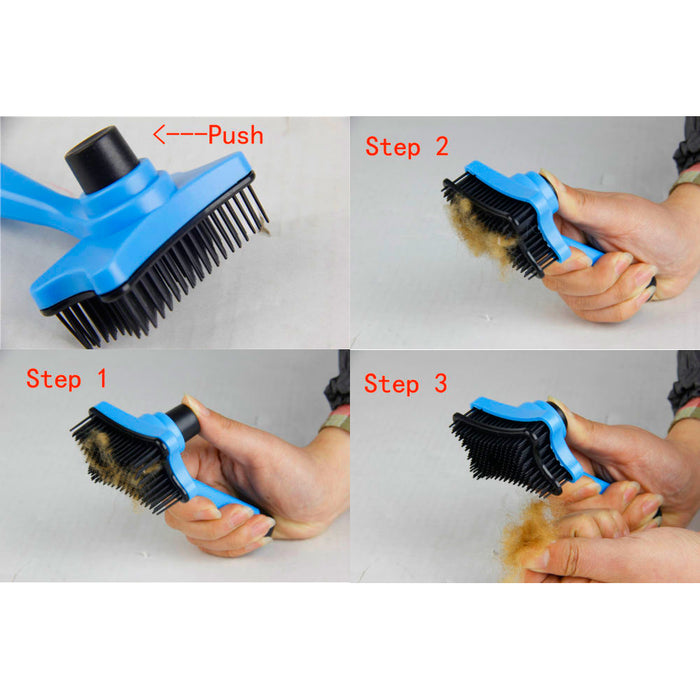 2 Pc Pet Brush Set Self Cleaning Sliding Dog Nail Clippers Comb Reduces Shedding