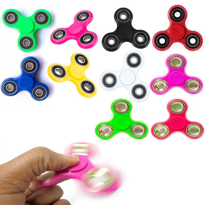 1 Metallic Fidget Tri Spinner Toy Metal Ball EDC Hand Finger Spinner Focus ADHD