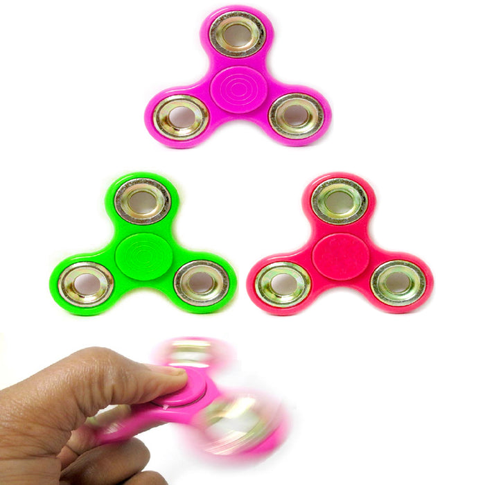 1 Metallic Fidget Tri Spinner Toy Metal Ball EDC Hand Finger Spinner Focus ADHD