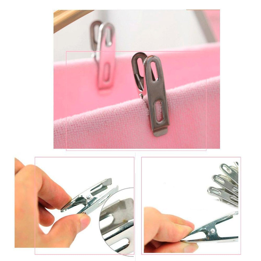 28 Pc Heavy Duty Metal Clothespins Laundry Clips Bag Clothes Pins Hang ...