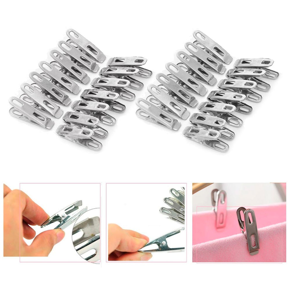 28 Pc Heavy Duty Metal Clothespins Laundry Clips Bag Clothes Pins Hang ...