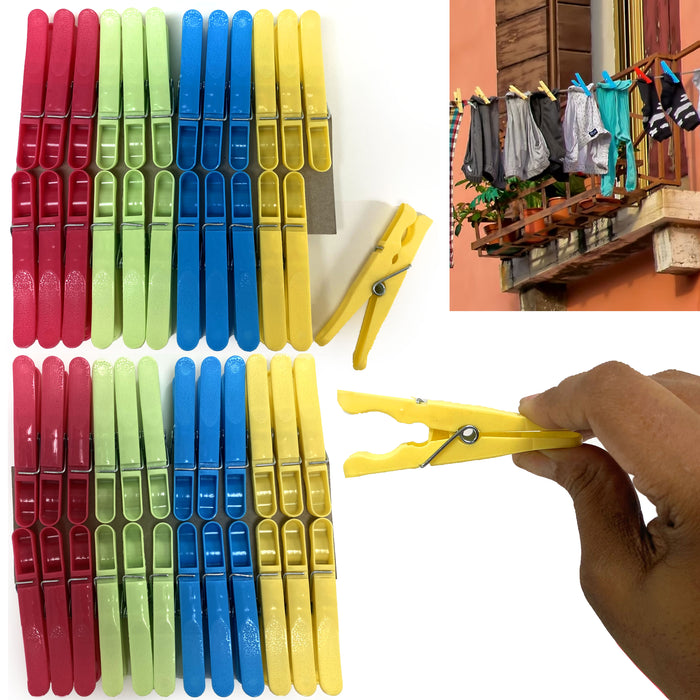 48 Colorful Plastic Clothes Pins Pegs Clothespins Laundry Clips Clothing Hanging