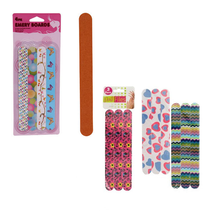 12 Double Sided Nail File Manicure Pedicure Emery Boards Slumber Party Favor New