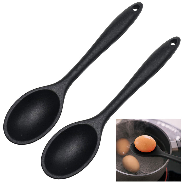 2 Heat Resistant Silicone Basting Spoon Serving Non Stick Kitchen Cook Utensil