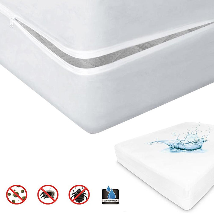 2 Waterproof Mattress Protector Breathable Zippered Cover Queen Size Encasement