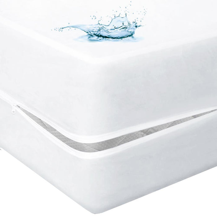 Zippered Mattress Protector Waterproof Encasement Queen Size Bed Cover Washable