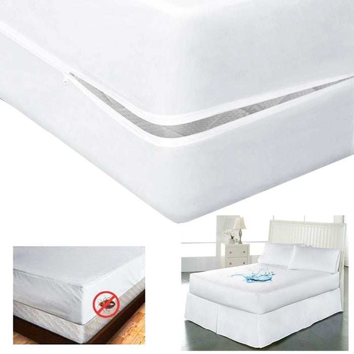 Zippered Mattress Protector Waterproof Encasement Queen Size Bed Cover Washable