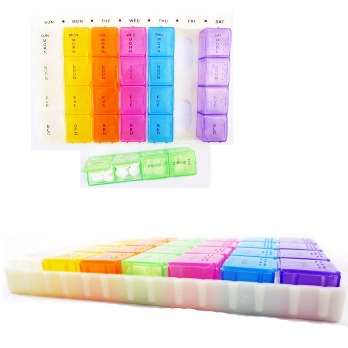 Weekly Pill Box AM PM Medicine Storage 7 Day Organizer Vitamin Tablet Holder New