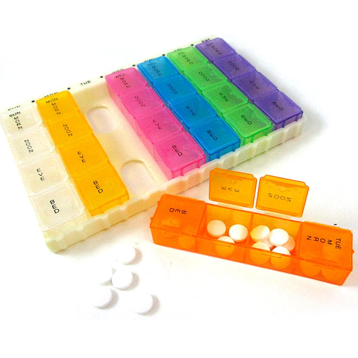 Weekly Pill Box AM PM Medicine Storage 7 Day Organizer Vitamin Tablet Holder New