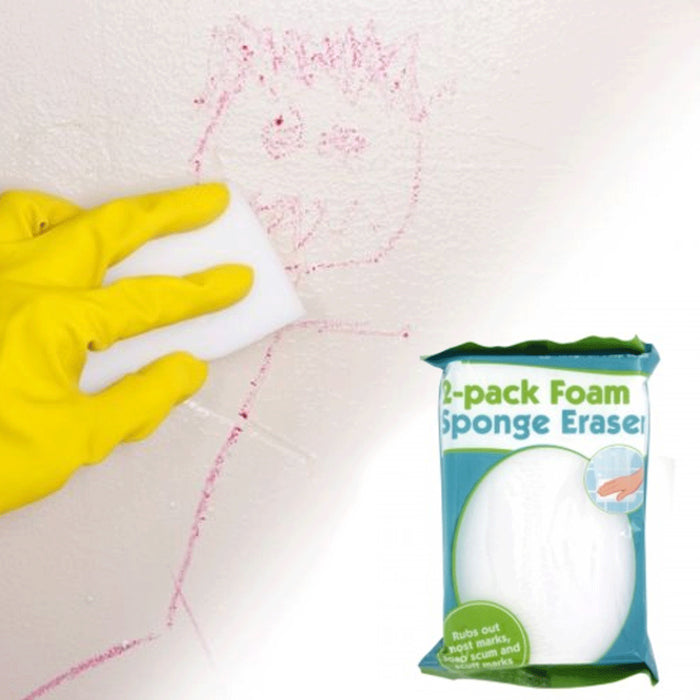 2 Pck Magic White Eraser Bath Kitchen Dish Scrubber Remove Cleaning Sponge Pads