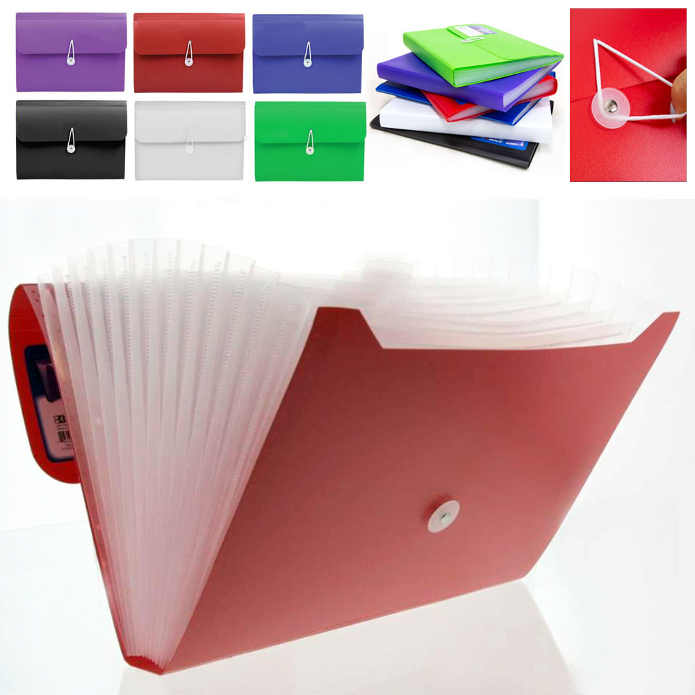 Expandable 13 Pocket File Folder Paper Organizer Accordion School Offi ...