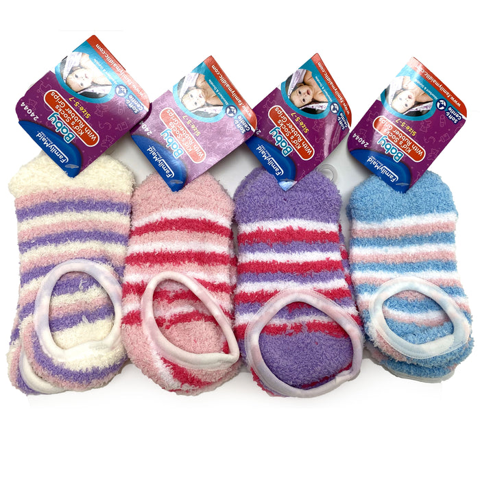 3 Pairs Baby Toddler Girl Child Cotton Blend Anti Non Slip Socks Fuzzy Size 5-7