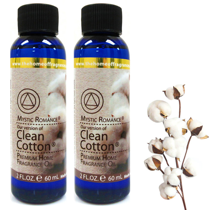 2 Clean Cotton Fragrance Oils Aroma Therapy Scent Home Air Diffuser Burner 60ml