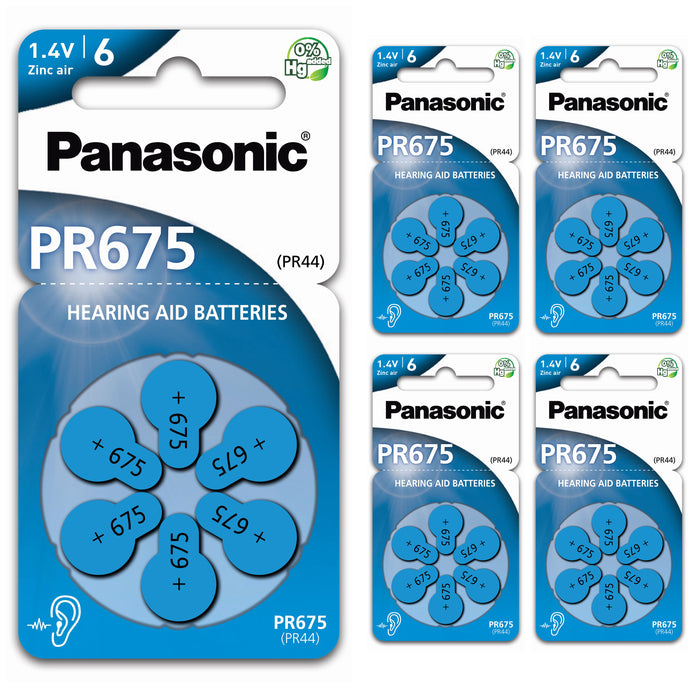 30 Pc Panasonic PR 675 Hearing Aid Batteries Zinc Air 1.4V Battery No Mercury