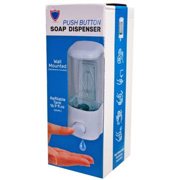 1 Wall Mounted Soap Dispenser Refillable Manual Hand Wash Push Button 16.9 Oz