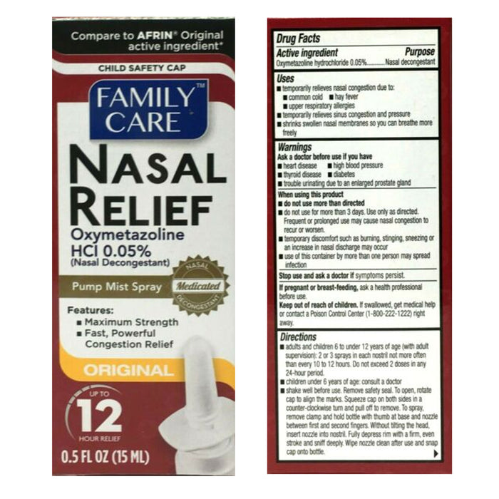 4 Pk Nasal Decongestant Pump Spray 12 Hour Oxymetazoline Relief Allergy Sinus