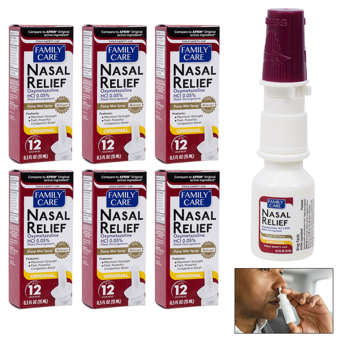 6 Pk Maximum Strength Nasal Spray Decongestant Pump Mist Allergy Sinus Relief