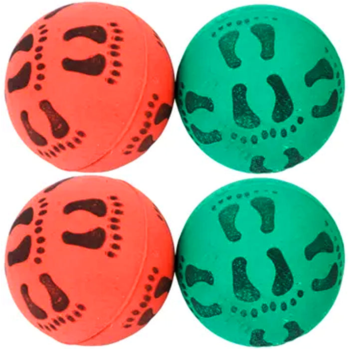 4 Pc Round Rubber Balls Pet Chew 2.36" Dog Cat Toys Puppy Fetch Chase Play