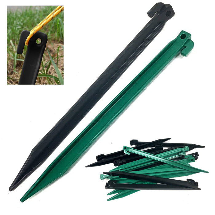 16 Heavy Duty Plastic Tent Nails Pegs 11.5" Long Garden Stakes Picnic Camp Tarp