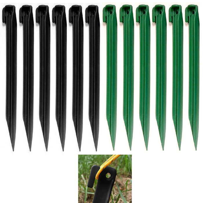 16 Heavy Duty Plastic Tent Nails Pegs 11.5" Long Garden Stakes Picnic Camp Tarp