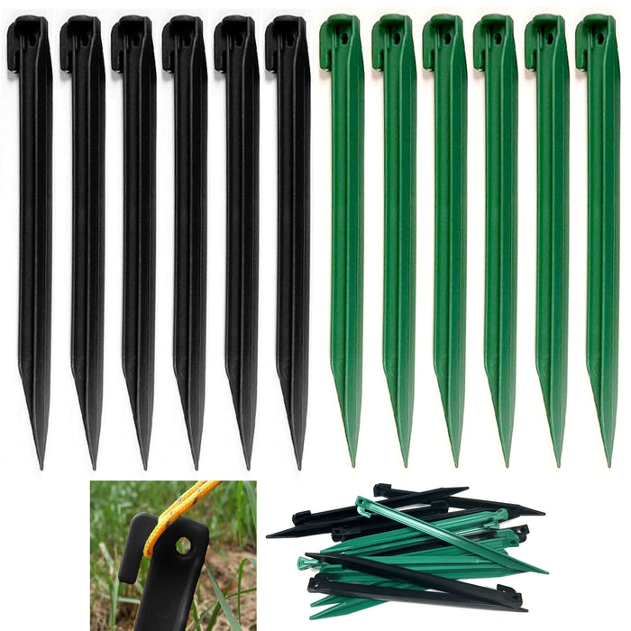 16 Heavy Duty Plastic Tent Nails Pegs 11.5" Long Garden Stakes Picnic Camp Tarp