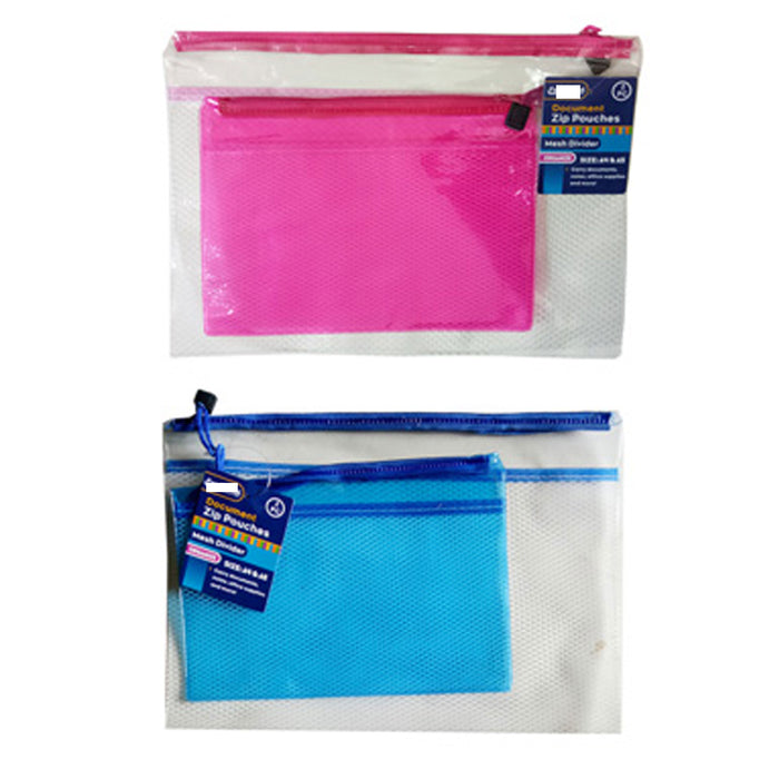 4 Sets Document Zipper Pouch File Organize Coupon Storage Bag A4 A5 Mesh Divider