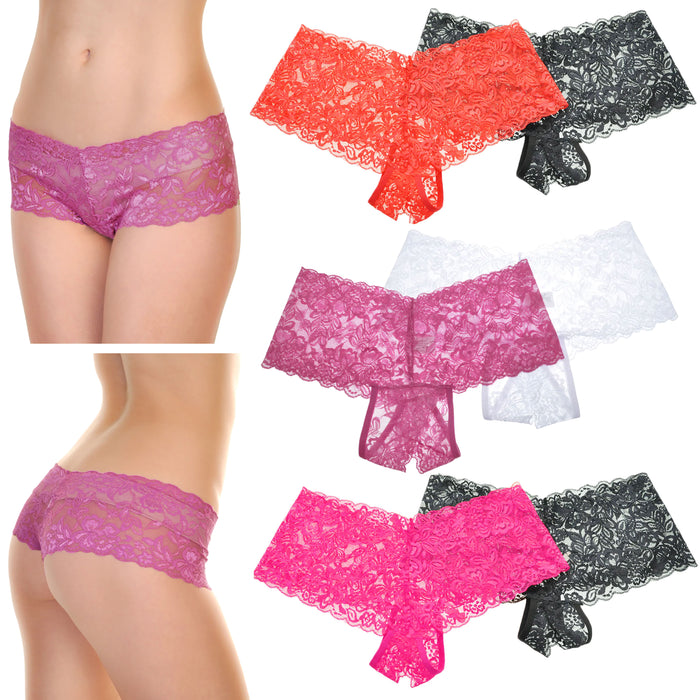 Lace Boyshorts Panties for Women Cheeky Underwear Hipster Boxer