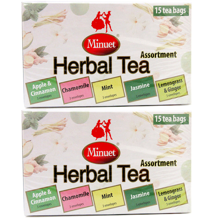 30 Ct Herbal Tea Bag Assortment Natural Lemongrass Ginger Chamomile Mint Jasmine