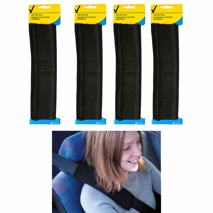 4 Car Safety Seat Belt Shoulder Pads Cover Cushion Harness Comfortable Pad Black