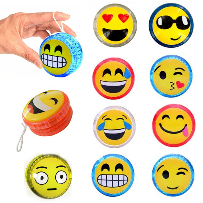 12 X Emoji YoYo Emoticon Light Up Party Favor Classic Toy Children Game Kid Gift