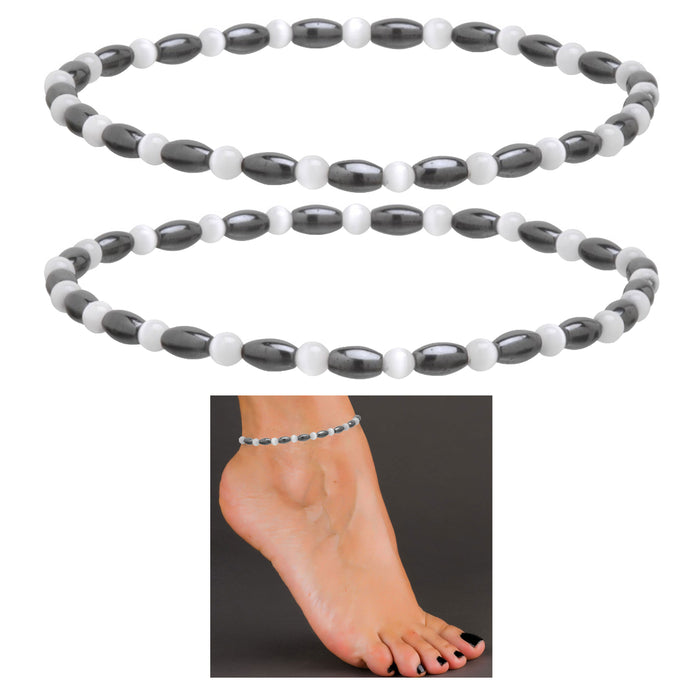 2 Anklet Ankle Bracelet Bead Pearl Clear Quartz Crystal Natural Healing Therapy