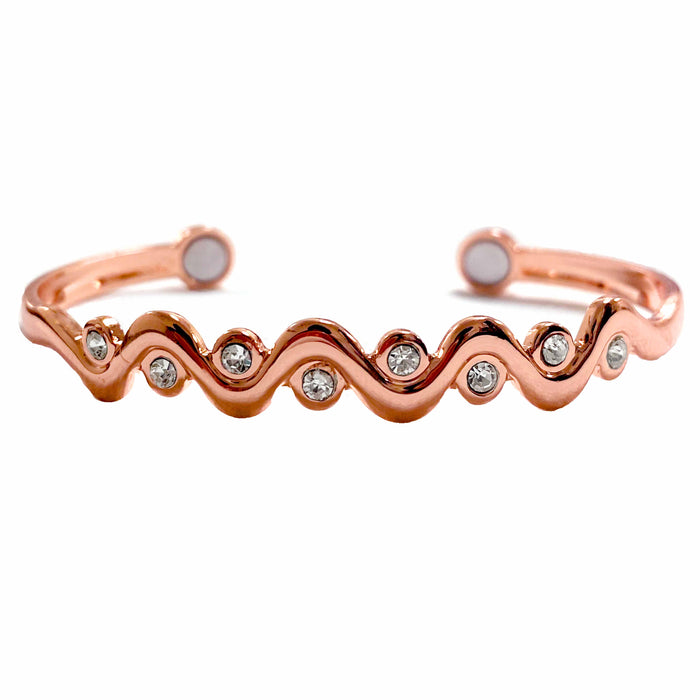 Rose Gold Copper Cuff Bracelet Crystal Magnetic Healing Therapy Arthritis Women