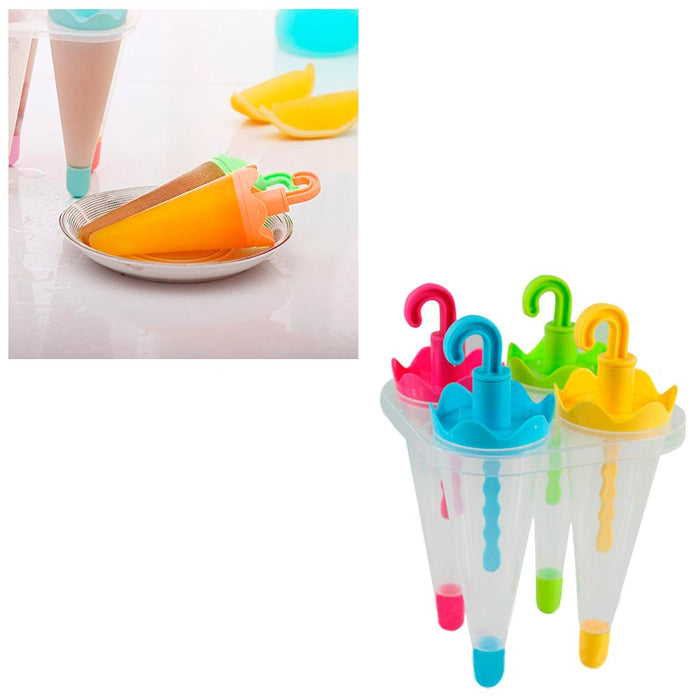 4 Umbrella Ice Pop Maker Mold Popsicle Dessert Ice Cream Frozen Pops Cake Treats