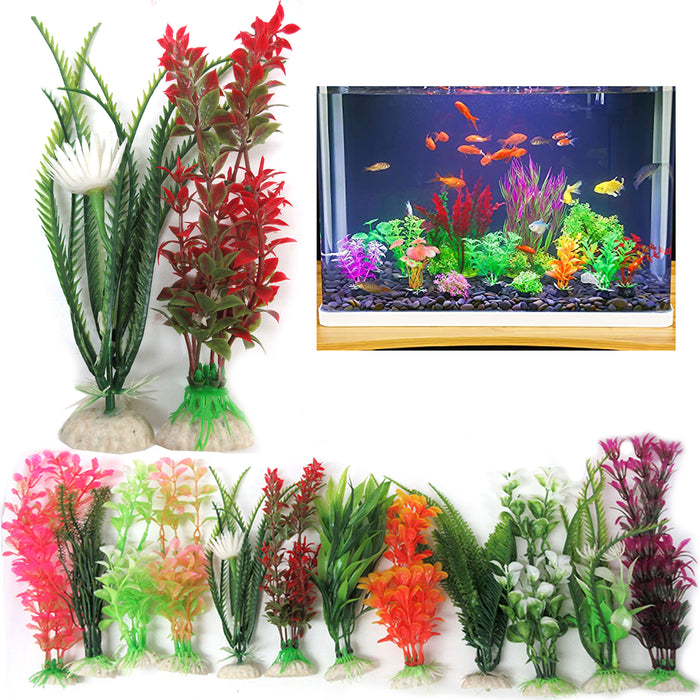 8pc Fish Tank Aquarium Artificial Plants Plastic Aquatic Decoration Ornament 6"