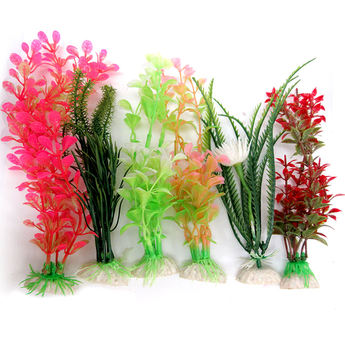 8pc Fish Tank Aquarium Artificial Plants Plastic Aquatic Decoration Ornament 6"