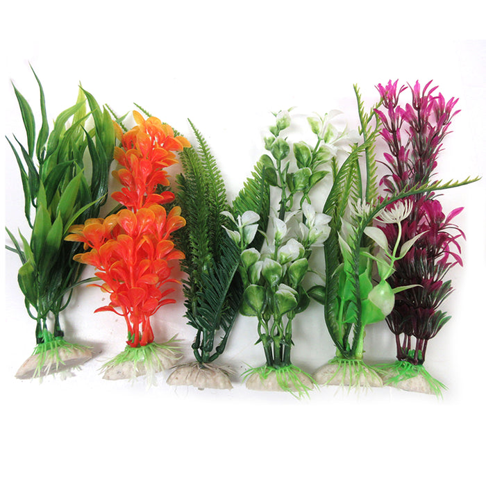 8pc Fish Tank Aquarium Artificial Plants Plastic Aquatic Decoration Ornament 6"